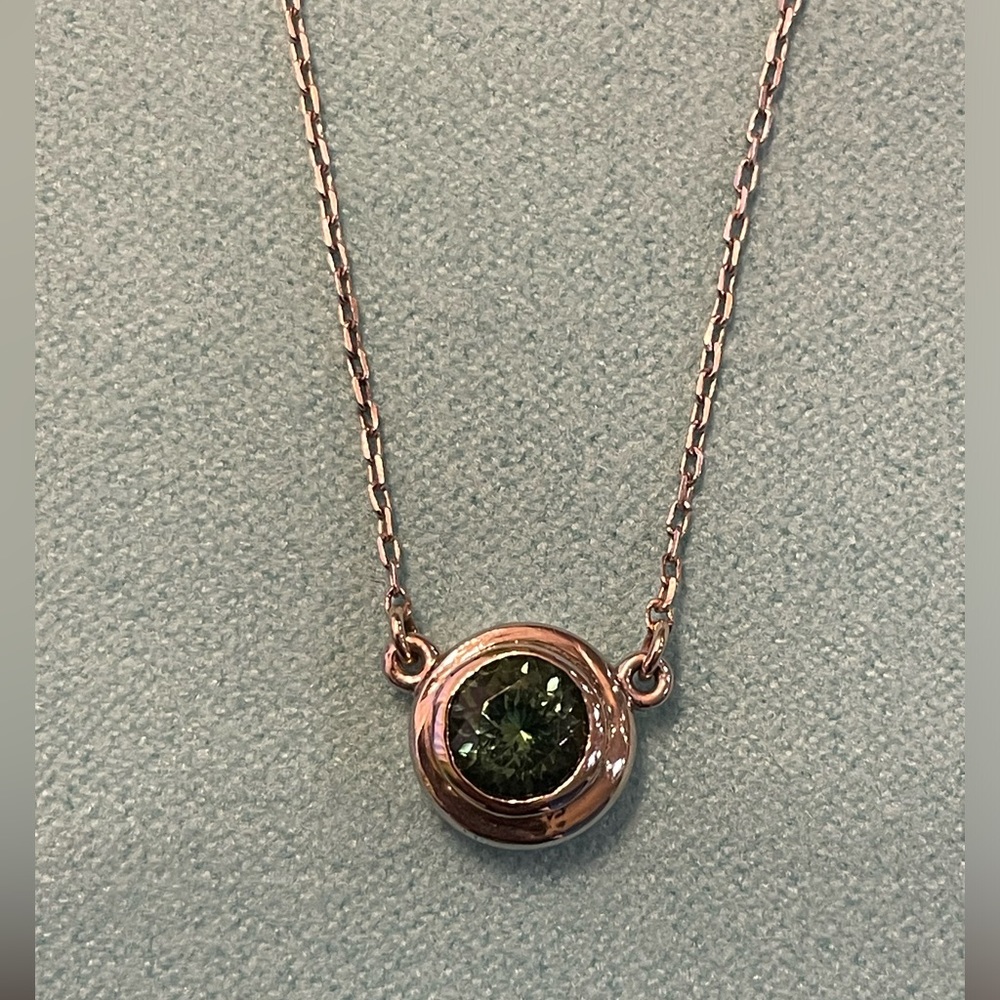 Platinum Tourmaline Solitaire Pendant Bezel Set EXCELLENT